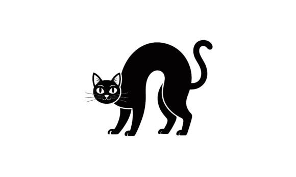 Black Cat Silhouette Arched Back Vector Review