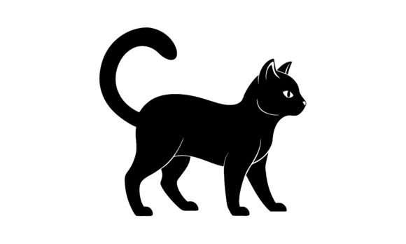 Black Cat Silhouette Profile View Design Review