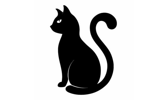 Black Cat Silhouette Sitting Side Review