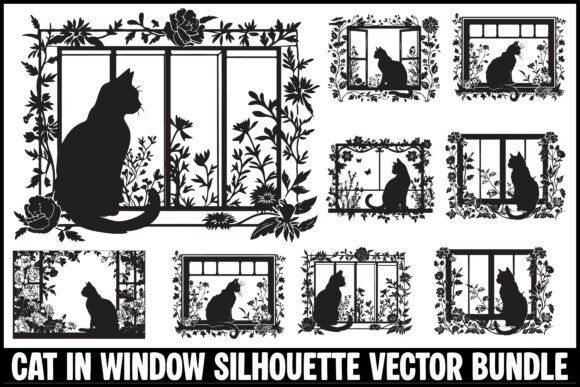 Cat in Window Silhouette Vector Bundle Review