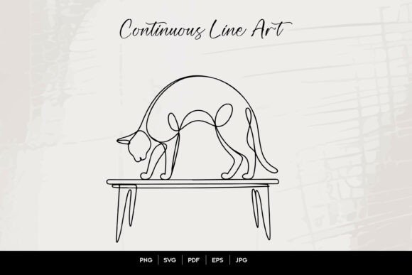 Cat on Table Line Art Illustration Embroidery Review