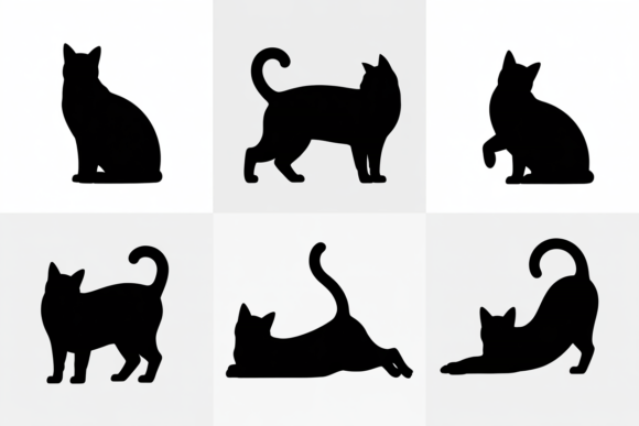 Cat Poses Black and White Set Review