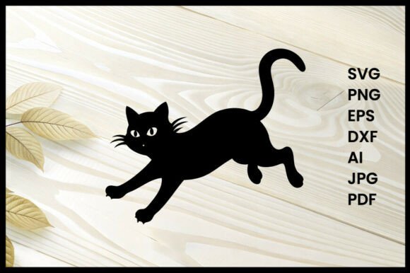 Cat Pouncing Silhouette Vector Review
