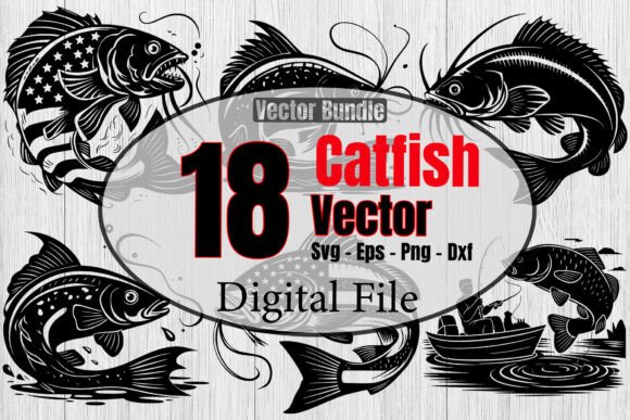 Catfish Fishing Svg Bundle for Embroidery Projects