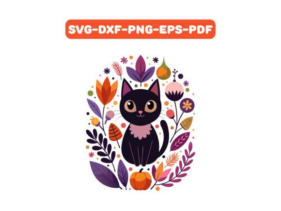Cute Black Cat with Autumn Leaves Review