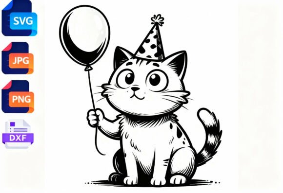 Cute Cat Birthday Party Hat Balloon SVG Review