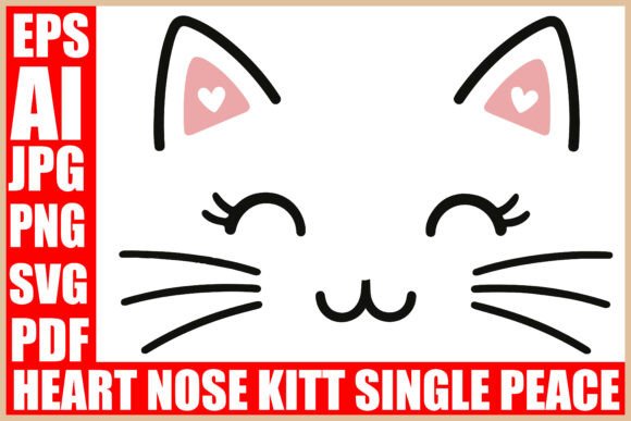 Cute Cat Face Heart Nose Design Review