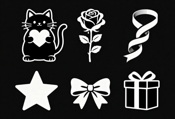 Cute Cat Rose Gift Bow Star Ribbon SVG Review