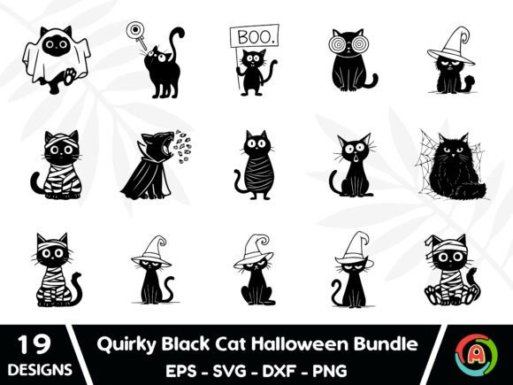 Quirky Black Cat Halloween Bundle