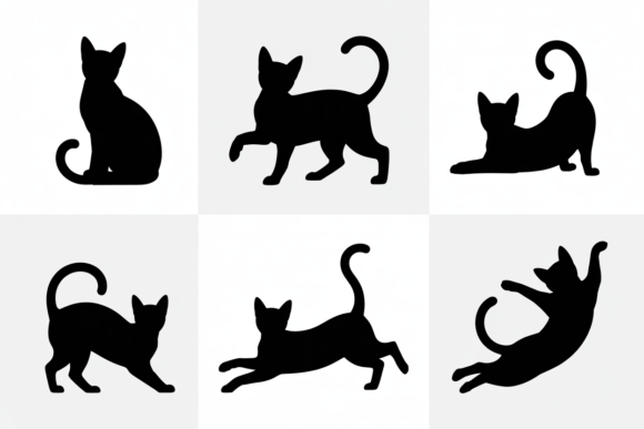 Silhouettes of Various Black Cat Poses Review