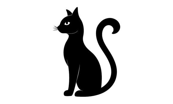 Sitting Black Cat Silhouette Vector Review
