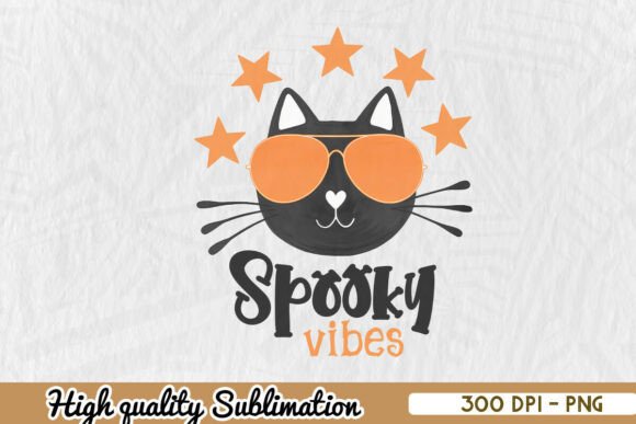 Spooky Vibes Black Cat Halloween PNG