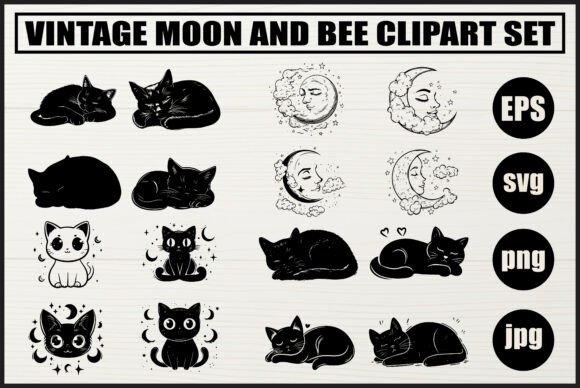 Vintage Moon Cat Clipart Bundle Review
