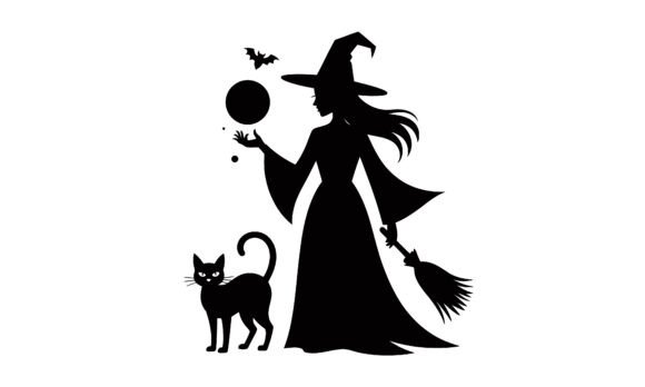Witch Silhouette with Black Cat Review